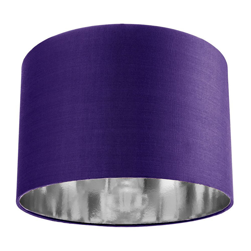 Contemporary Cotton Lamp/Light Shade with Shiny Paper Inner, Purple, 20cm H x 30cm W x  30cm D
