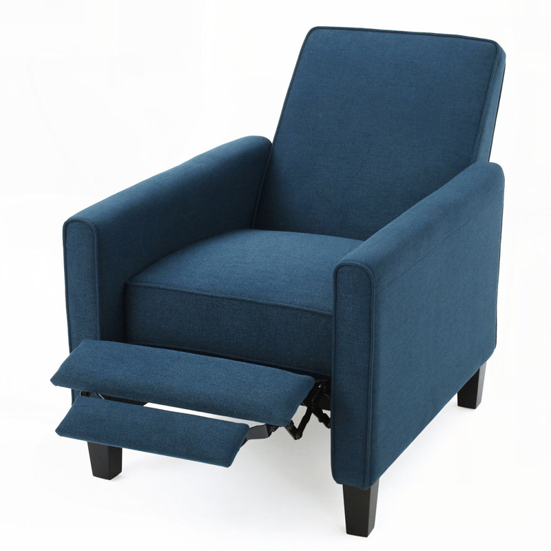 Push Back Manual Recliner Chair, Navy Blue