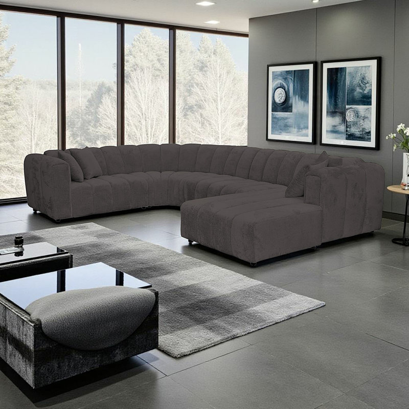 5 Seater Corner Sofa, Right Hand Facing, Black