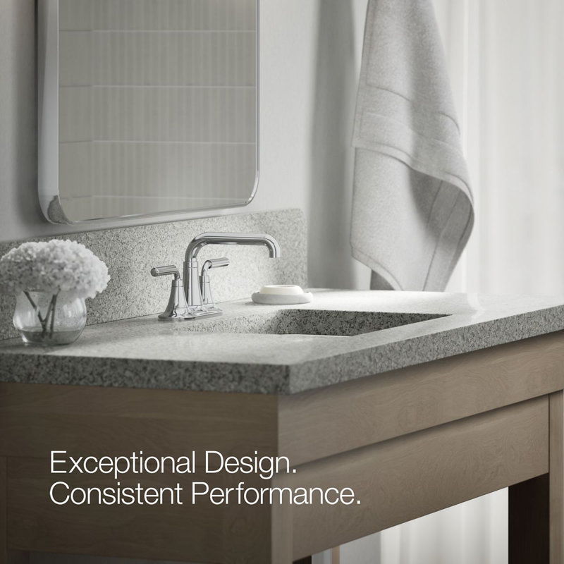 Tone Two-Handle Centerset Bathroom Sink Faucet with Clicker Drain, 0.5 GPM, Polished Chrome