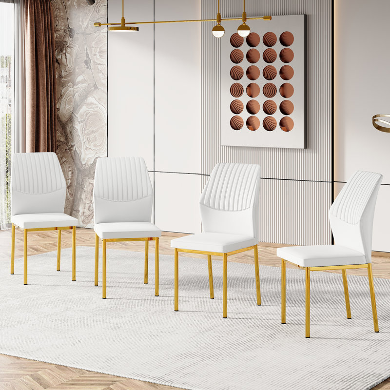 Ensemble de chaises de salle à manger moderne, 4, Blanc, Doré