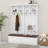 4-in-1 Hall Tree with 2 Drawers, Coat Rack, Storage Shelves and Bench-907359356