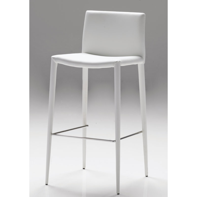 Zeno Upholstered Counter Stool, White, Counter Stool (26" Seat Height)