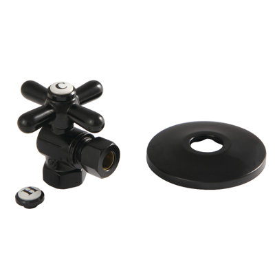 Kingston Brass Vintage 3/8-Inch FIP x 3/8-Inch OD Comp Quarter-Turn Angle Stop Valve with Flange