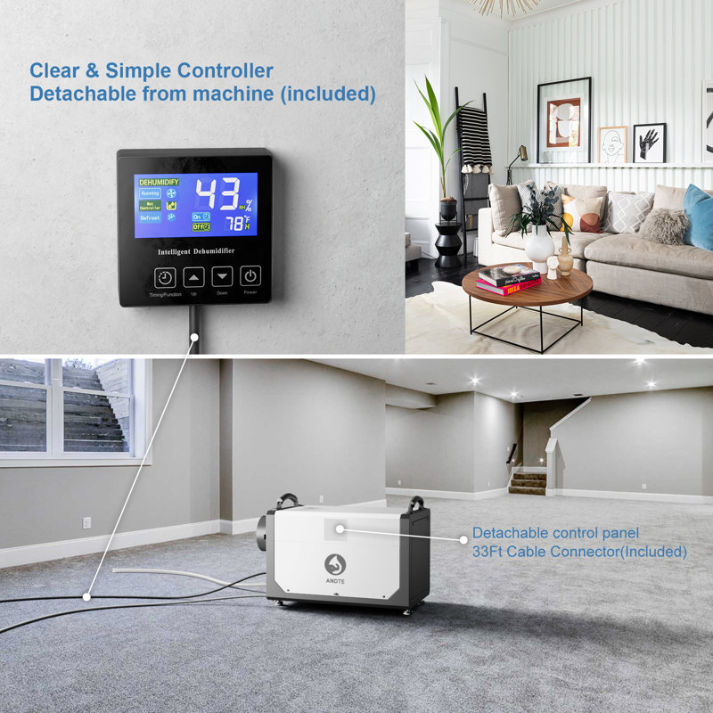 145 Pint Commercial Grade Dehumidifier for Rooms, Bucketless Industrial Dehumidifier with Drain Hose Auto Defrost