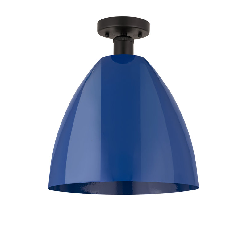Plafonnier semi-encastré Amylee, Bleu, Bronze huilé, H 13,13 po x l 12 po x P 12 po