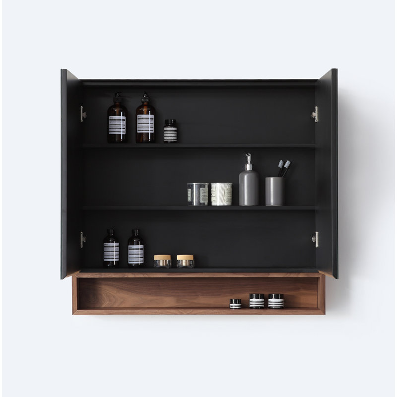Bergen 36" Medicine Cabinet, Matte Black/Walnut