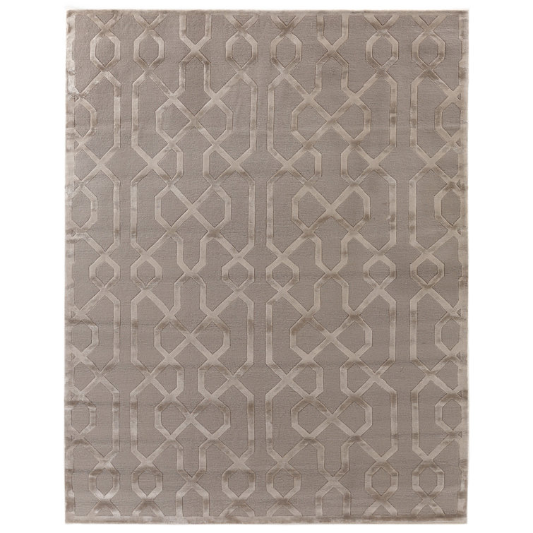Metro-Velvet Geometric Area Rug in Light Beige