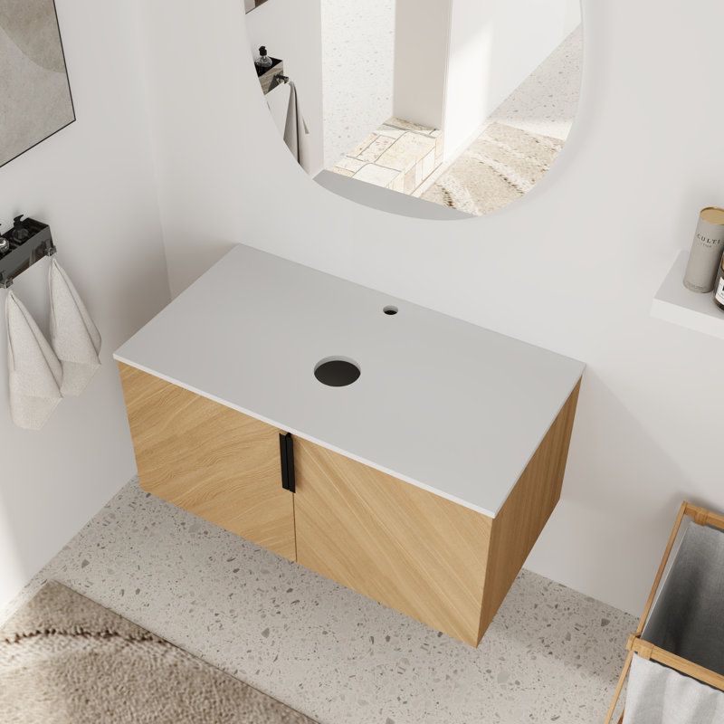 Base de meuble-lavabo simple 36 po seulement, base sans plateau beige