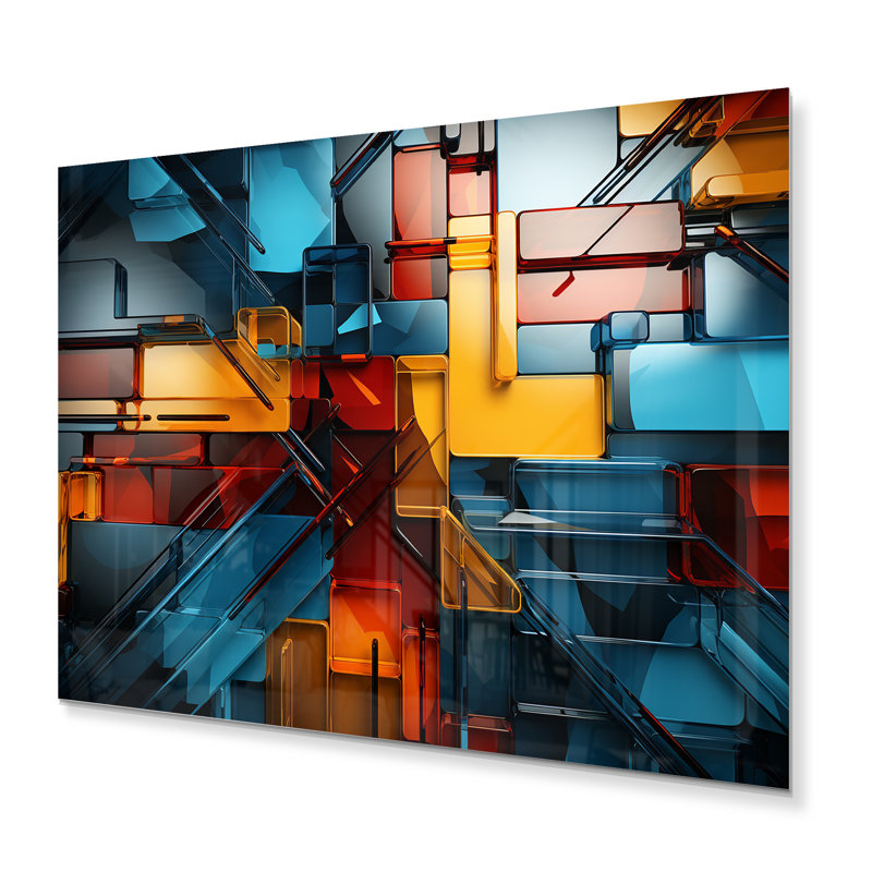 - Reproduction d'art mural abstrait en métal, H 16 po x l 32 po x P 1 po