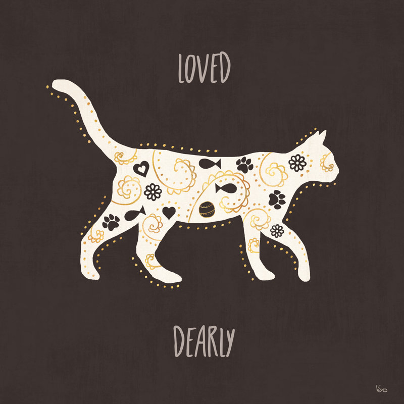 " Otomi Cats IV Dark Neutral Loved " by Veronique Charron, 12" H x 12" W, Maple Framed Paper, No