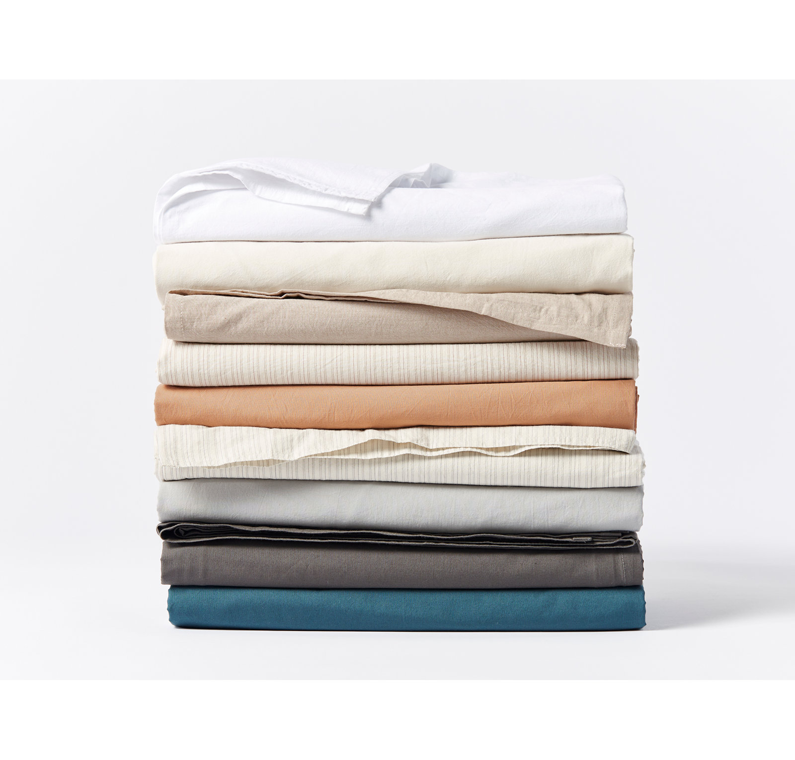 Crinkled 100% Cotton Percale Fitted Sheet, Queen Fitted Sheet, Undyed