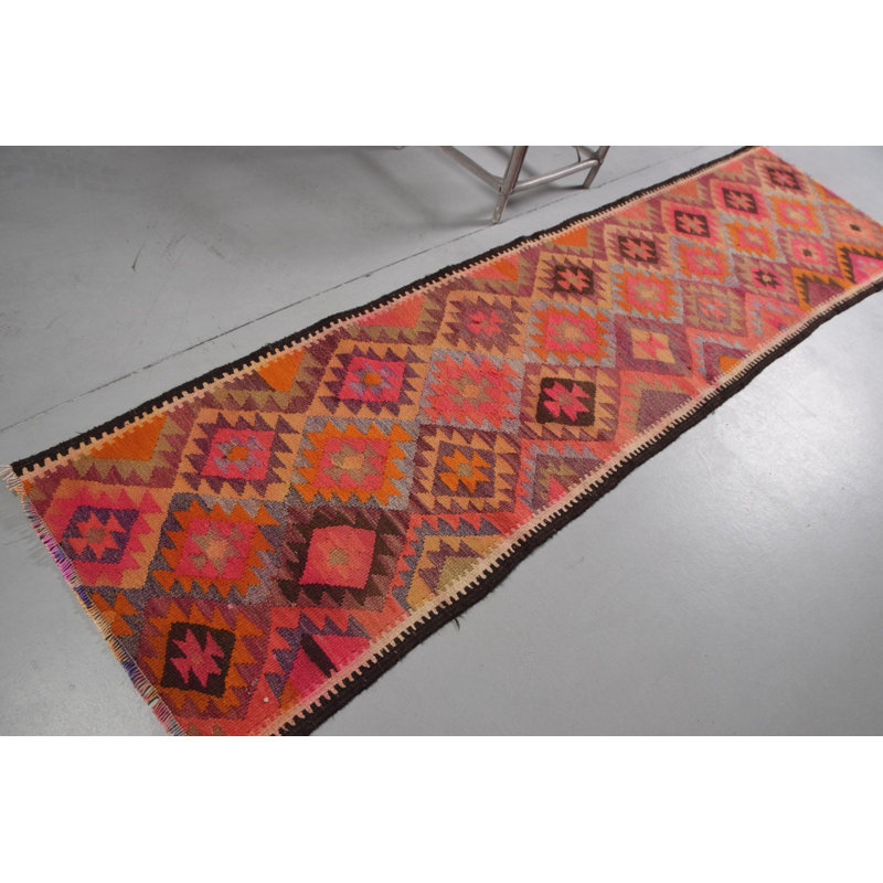 Tapis turc vintage Herki pour l'intérieur - Tapis de cuisine ou de salle à manger rose biologique