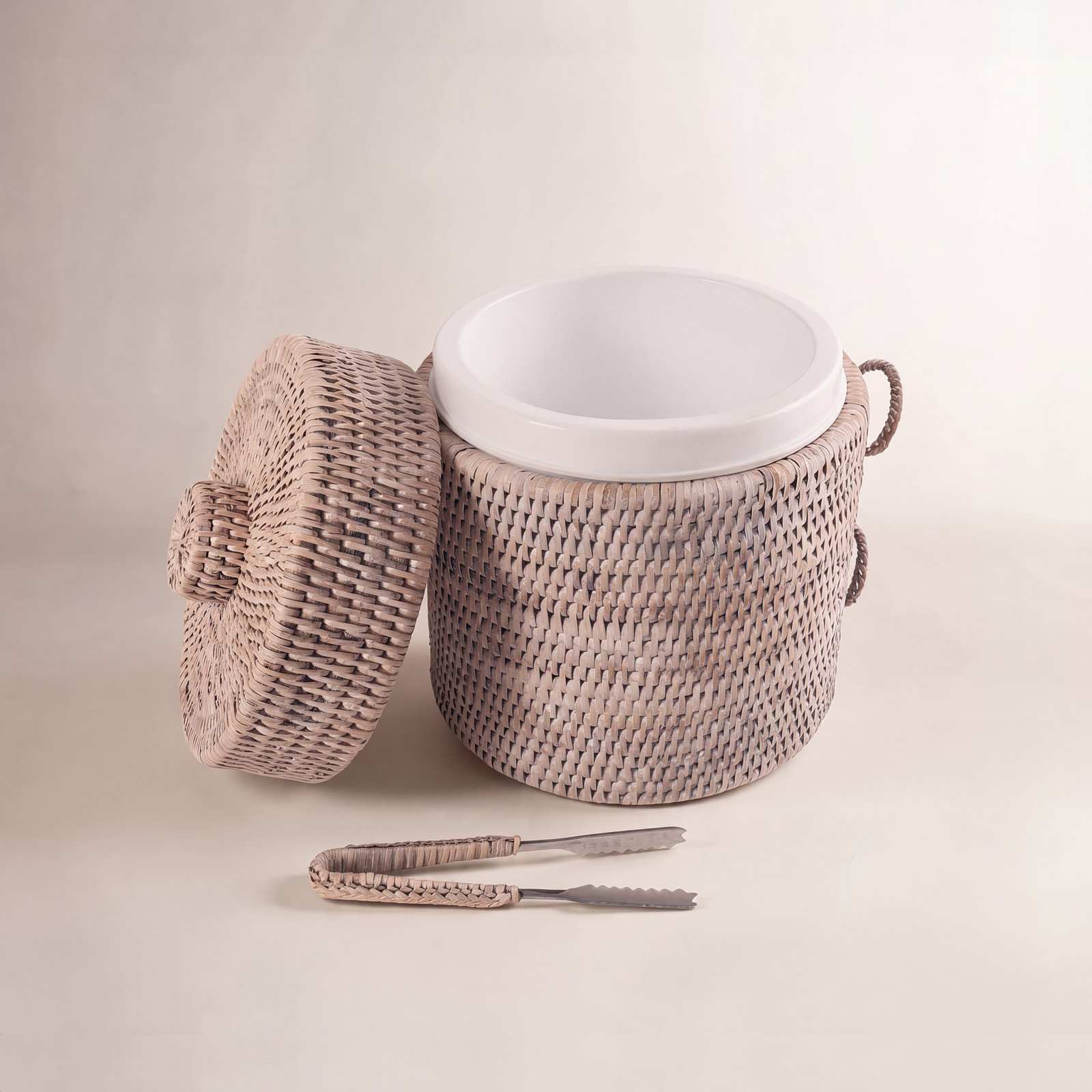Wynwood Ice Bucket, 9" H x 9" W x 9" D, White Wash