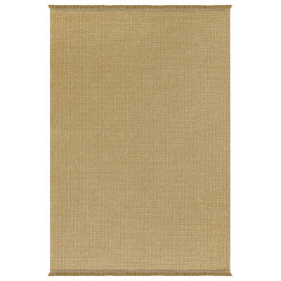 Gold Machine Washable Non-Slip Base Rustic Wicker Sisal Cut Rug