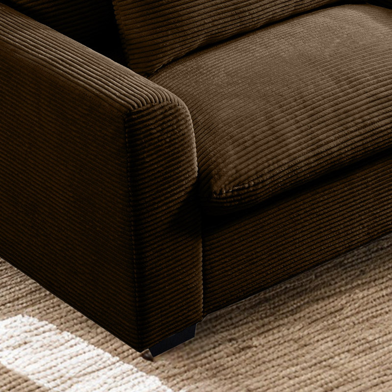 Fauteuil large Zackary de 51 po, Velours côtelé brun