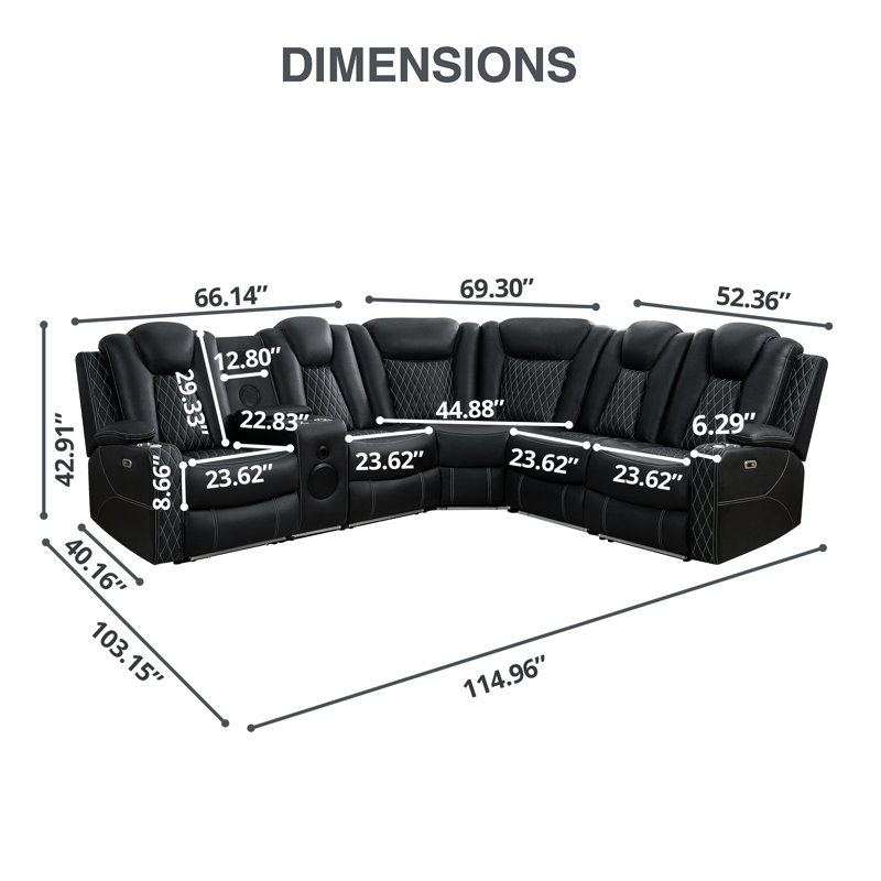 6 Seater Theater Style Motion Sofa Corner Set With Adjustable Headrest