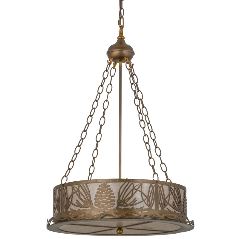 Rustic Lodge 4 - Light Glass Chandelier, Antique Copper, Silver, 35" H x 22" W x 22" D