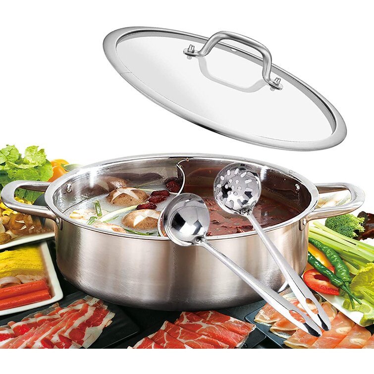 Hot Pot Divider Cooking Pot Induction Cooker Gas Furnace Silver Stainless  Steel