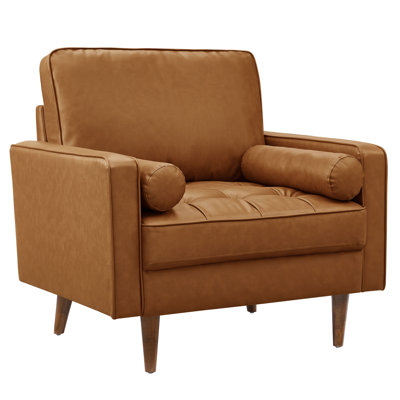 Upholstered Vegan Leather Accent Armchair