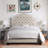 Linen Upholstered Bed with Adjustable Headboard and Button Tufting-373449955-373449983