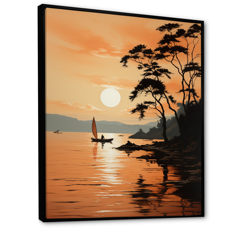 Edwinton Golden Sunrise Silhouetted I sur toile, Cadre flottant noir, H 44 po x l 34 po x P 1,5 po