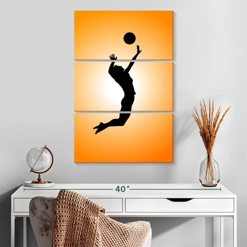 Silhouette de joueur de volleyball Sireci, H 32 po x l 20 po