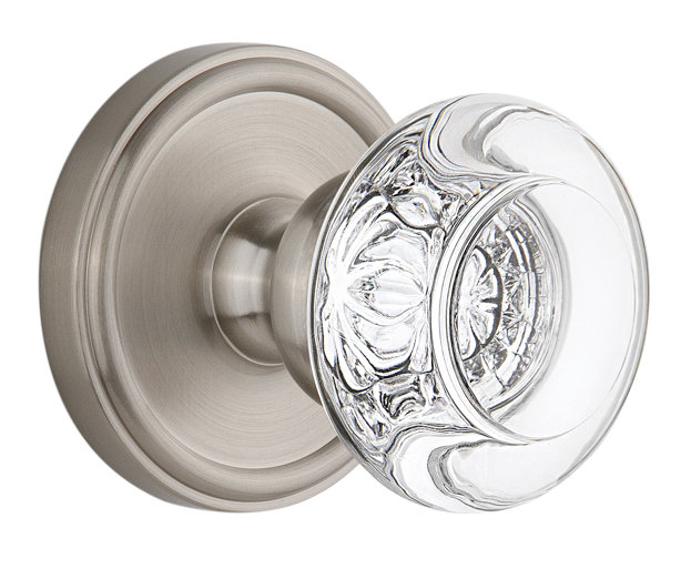 Mannequin de porte simple en cristal Grandeur Georgetown Rosette, Nickel satiné