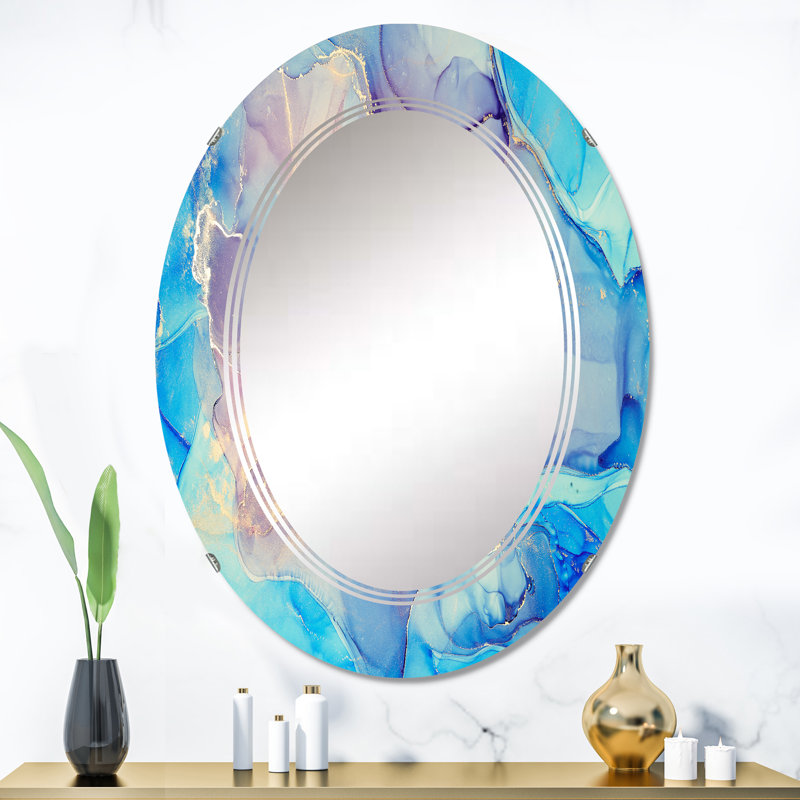 Miroir mural bleu et rose, 36 po x 24 po