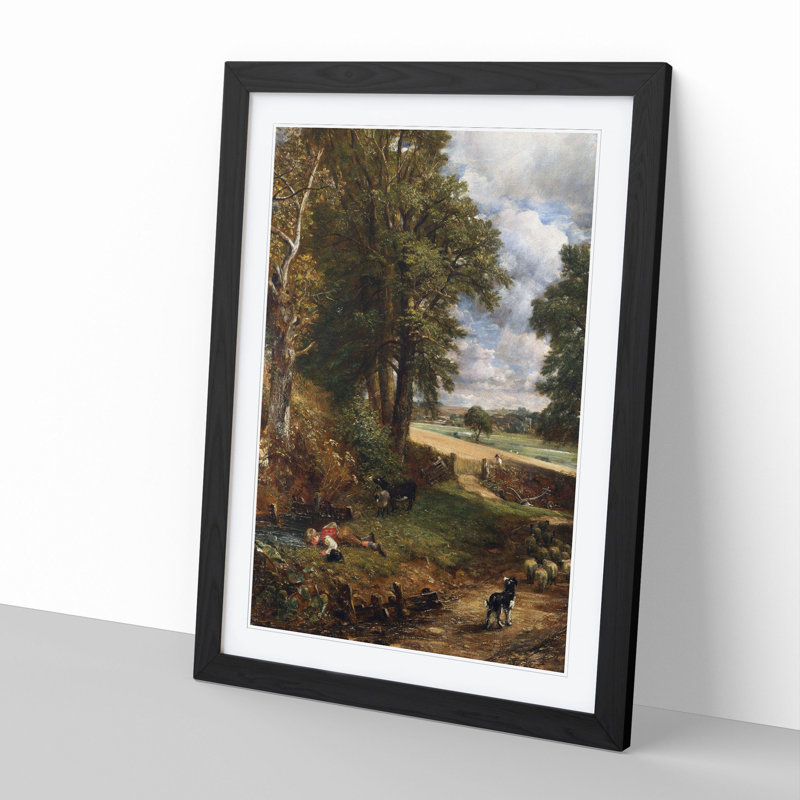 The Cornfield by John Constable - Picture Frame Painting, 48cm H x 36cm W x 2cm D, Black Framed
