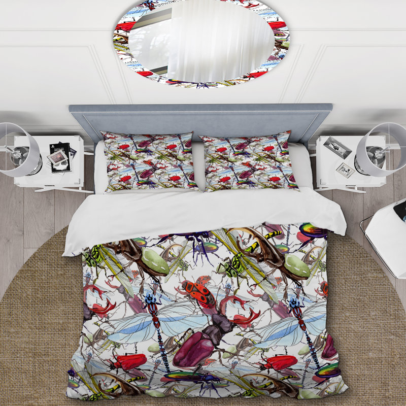 Ensemble de housse de couette en microfibre rouge / brun / bleu 3 pièces