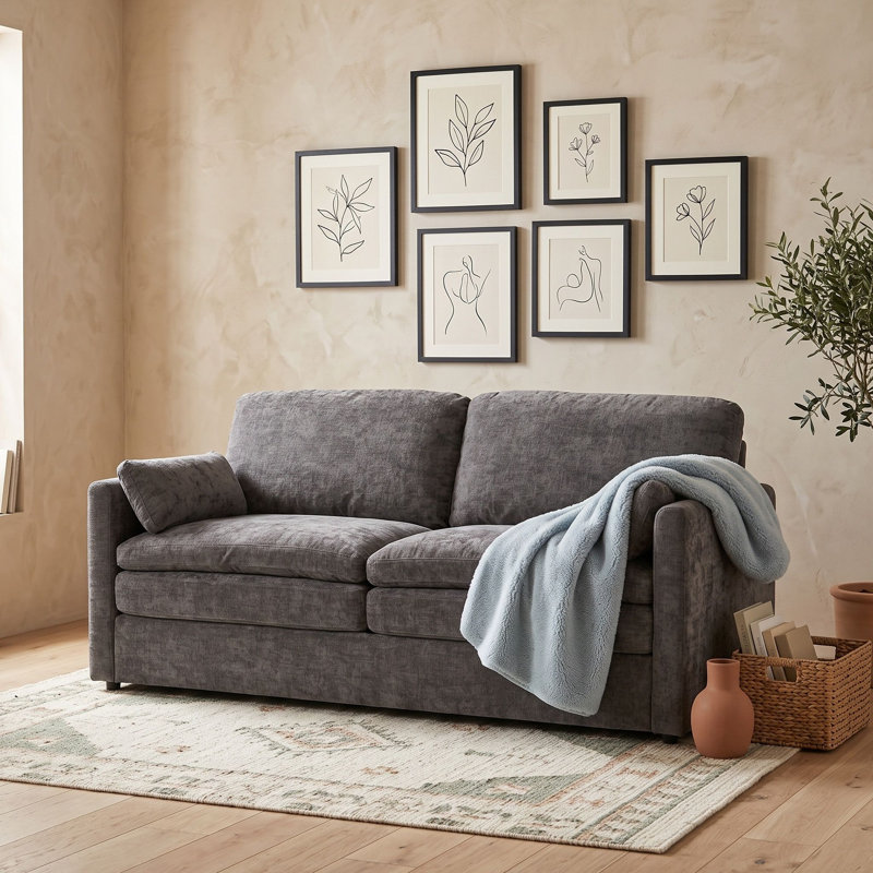 Causeuse rembourrée avec coussin lombaire, Gris