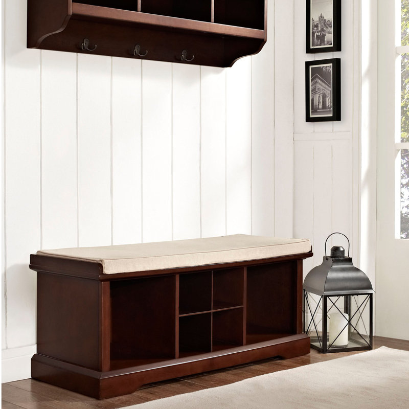 Banc de rangement avec tablettes Agora, Acajou