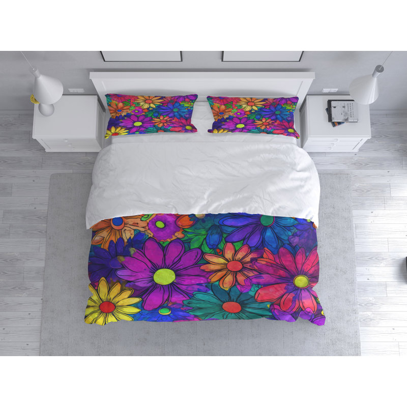 Floral Duvet Cover, King Duvet Cover + 2 King Shams