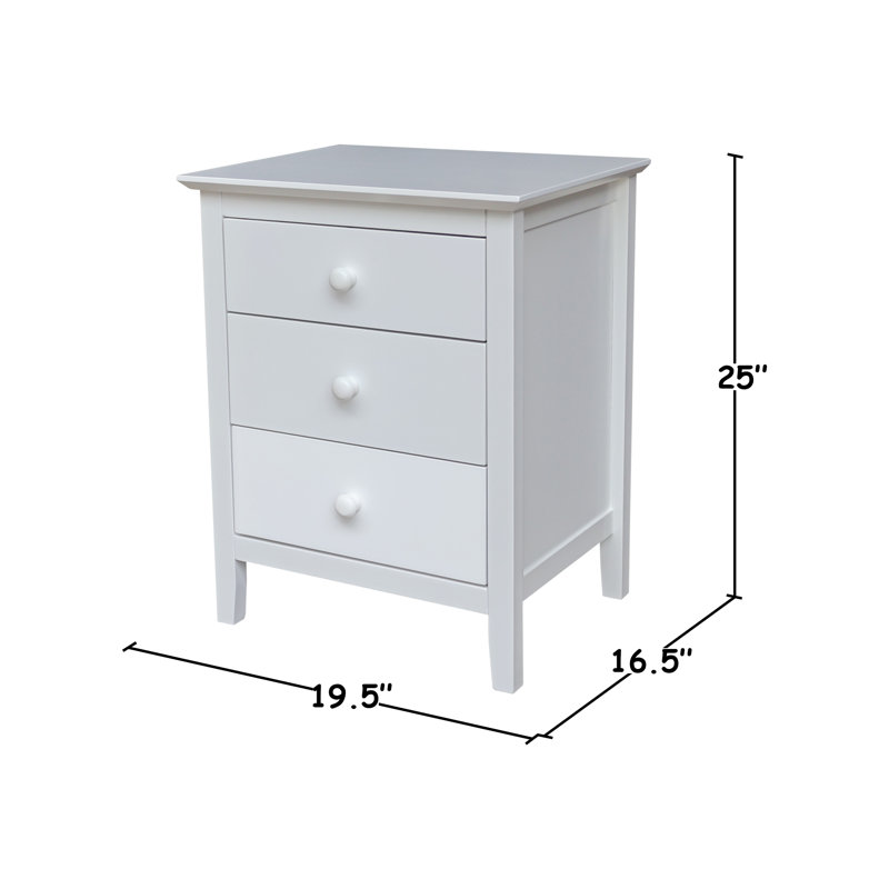 Table de chevet 3 tiroirs Calumet Heimann, Blanc