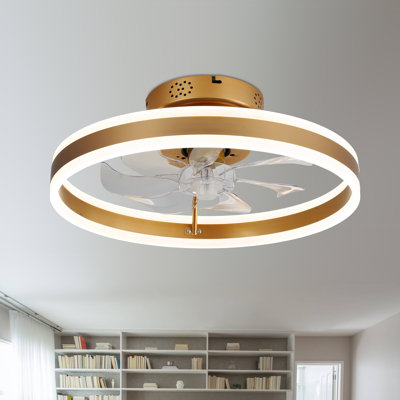 Ventilateur de plafond encastré moderne 20 "avec éclairage à DEL à intensité variable et commande par APP Ventilateur de moteur à courant continu réversible LowProfile pour chambre à coucher Ikeoluwa