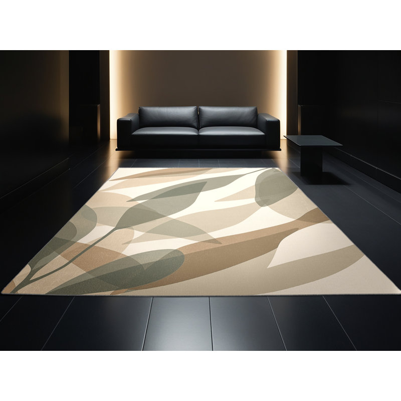 Tapis à motif abstrait brun rustique lavable à la machine Orlandra, 2 x 5