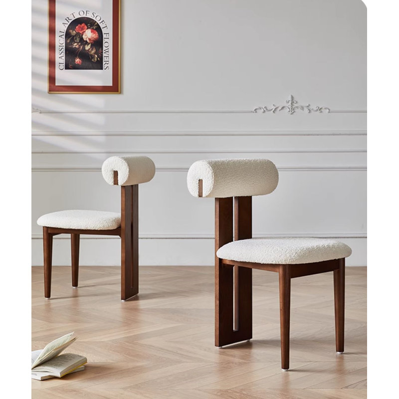 Robertson Polyester Upholstered Back Side Chair Dining Chair (Set of 2), Brown, Ivory