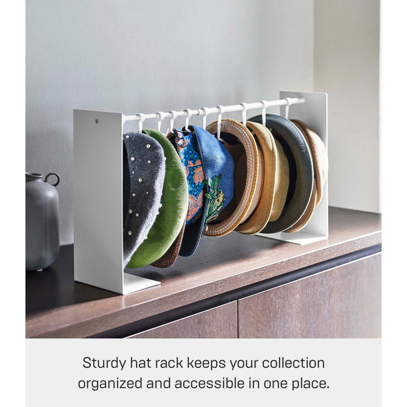 White Adjustable Steel Hat Hanging Organizer with Hooks