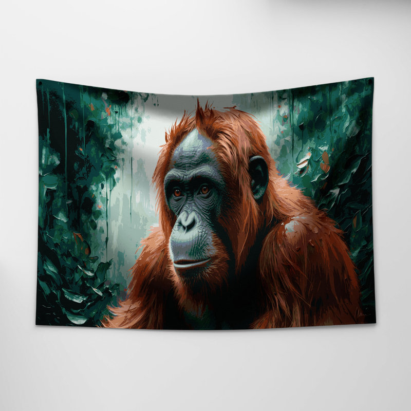 Tapisserie murale orang-outan animalier, 51 po x 60 po