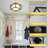 Semi Flush Mount Ceiling Light Fixture, 3-Light Fabric Drum Shade Ceiling Light With Black Metal Frame, Entryway Light Fixtures, Close To Ceiling Light For Bedroom, Living Room, Kitchen, Hallway