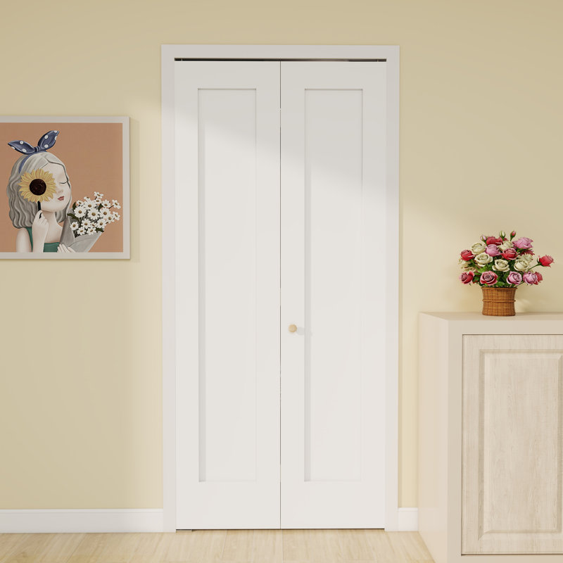 Porte intérieure de style shaker pliable à 1 panneau et avec quincaillerie d'installation, L 36 po x H 80 po