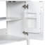 Meuble-lavabo de 36 po avec lavabo, armoire en bois massif blanc avec tiroir rabattable, 3 tiroirs et 2 portes à fermeture en douceur, poignées dorées et design moderne-121086280