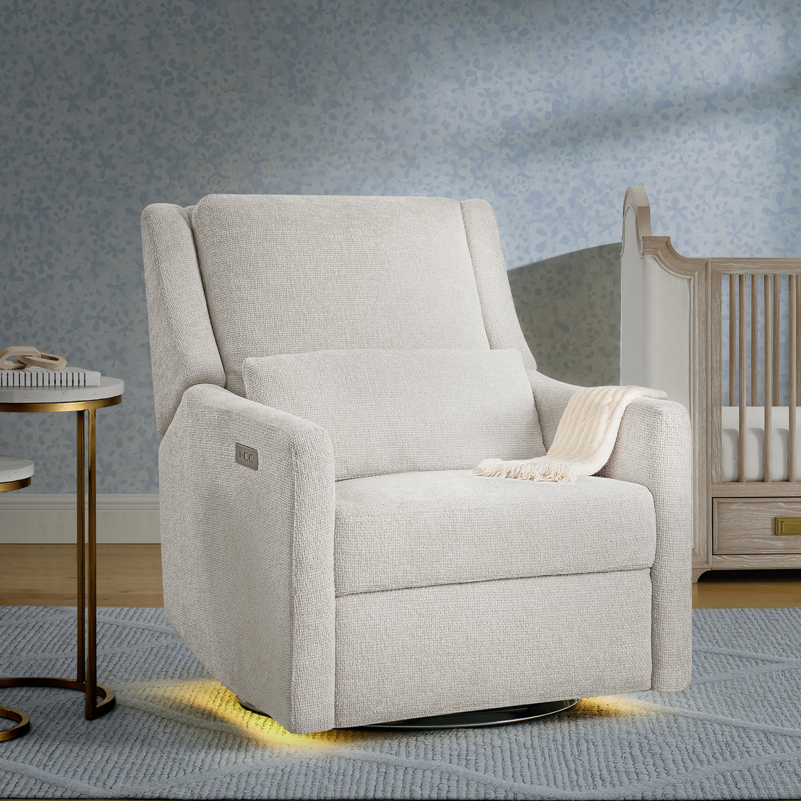 Seoul Power Recliner With USB-C Charging Ports, Nightlight & Lumbar Pillow, Sand, Ivory
