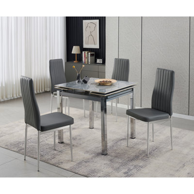 Piccolo Grey Sintered Stone Dining Table + 4  Monza Chairs 