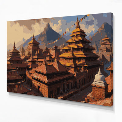 Cities Kathmandu Nepal Brown Canvas Wall Art