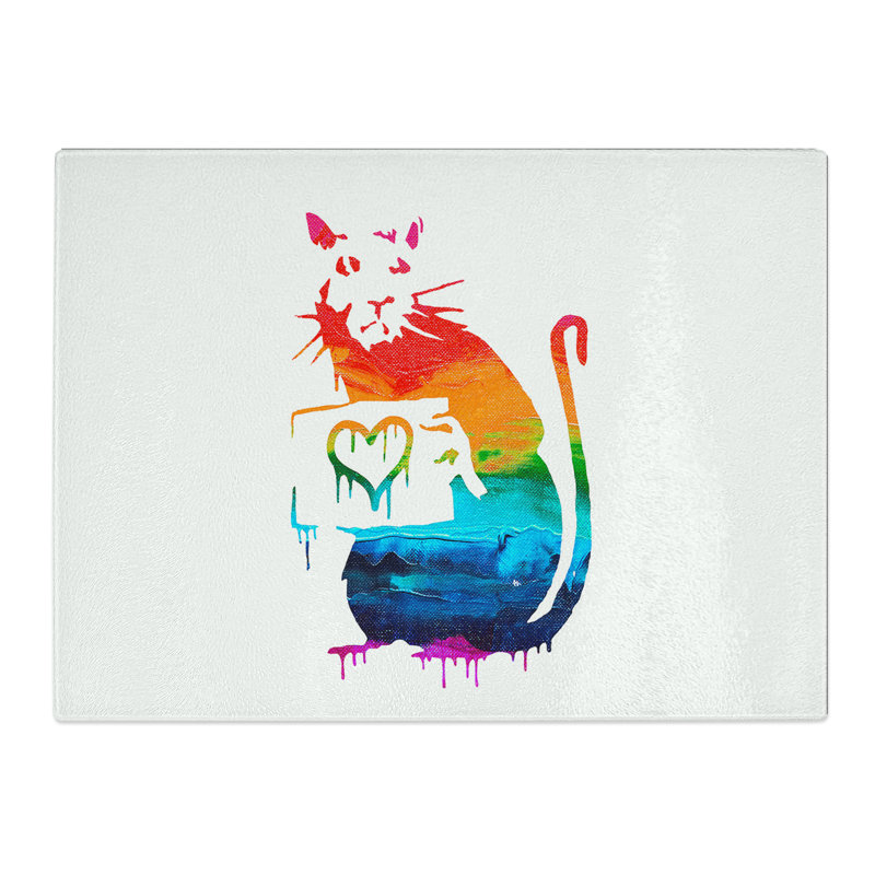 Banksy Rat With Heart Graffiti  Glass Chopping Board