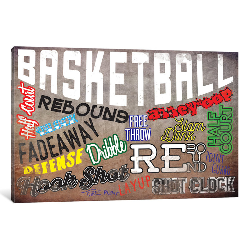 «Basketball Slang», reproduction sur toile tendue, H 8 po x l 12 po x P 0,75 po, Toile tendue, Pas de tapis