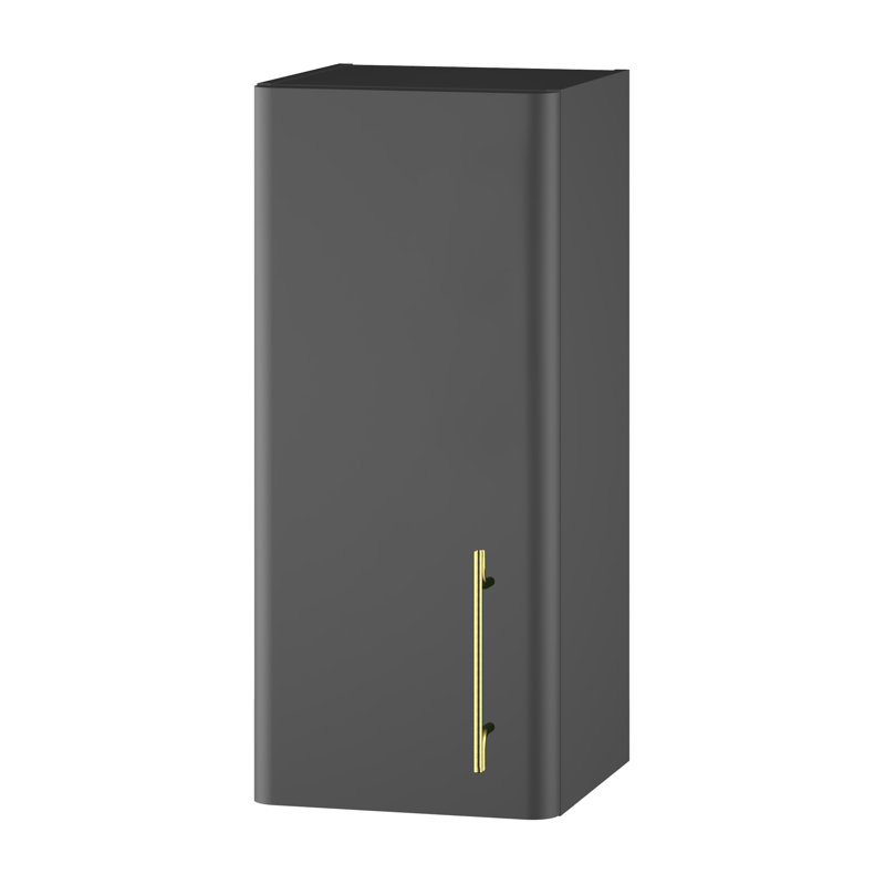 Ashat Bathroom Cabinet, Left, Onyx Grey Suedette Matt/Gold