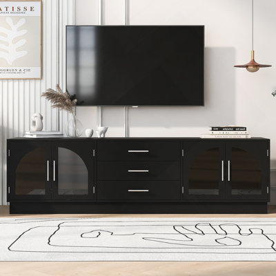 Meuble télé 68,9 po pour téléviseur de 68 po ou moins, meuble multimédia avec tablettes réglables pour le salon